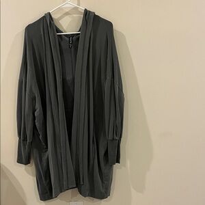 Dark Olive  Gray Hooded Cardigan